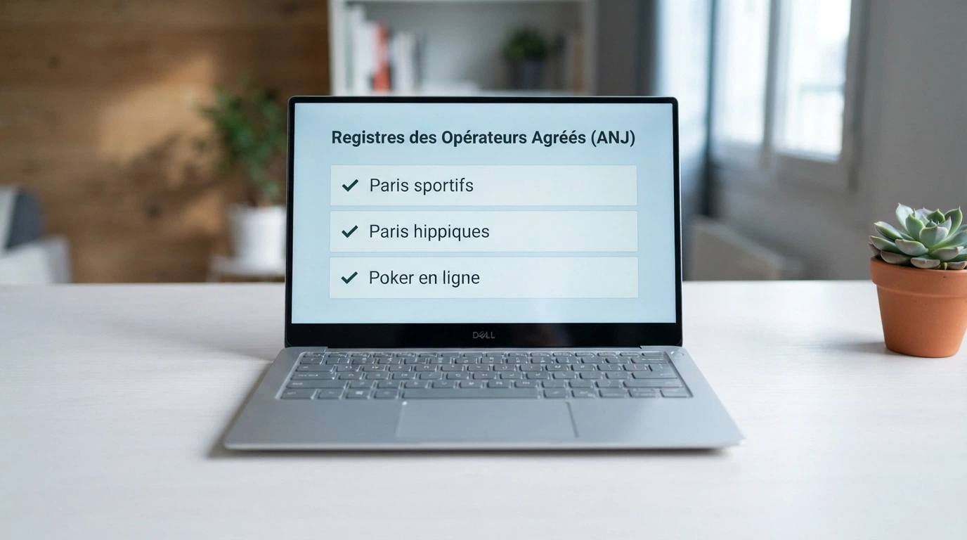 Capture d'écran partielle du registre des opérateurs agréés publié par l'ANJ, montrant les catégories de jeux autorisées.