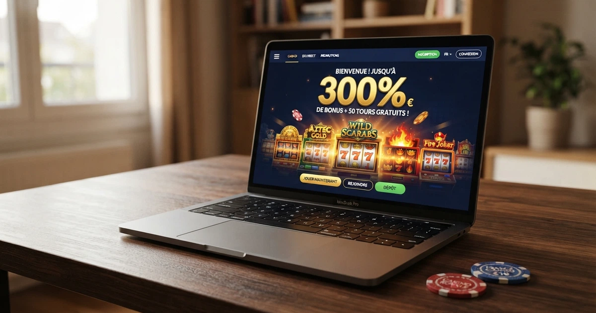 Page d'accueil de Black Label Casino sur un écran d'ordinateur, avec le logo et les promotions visibles