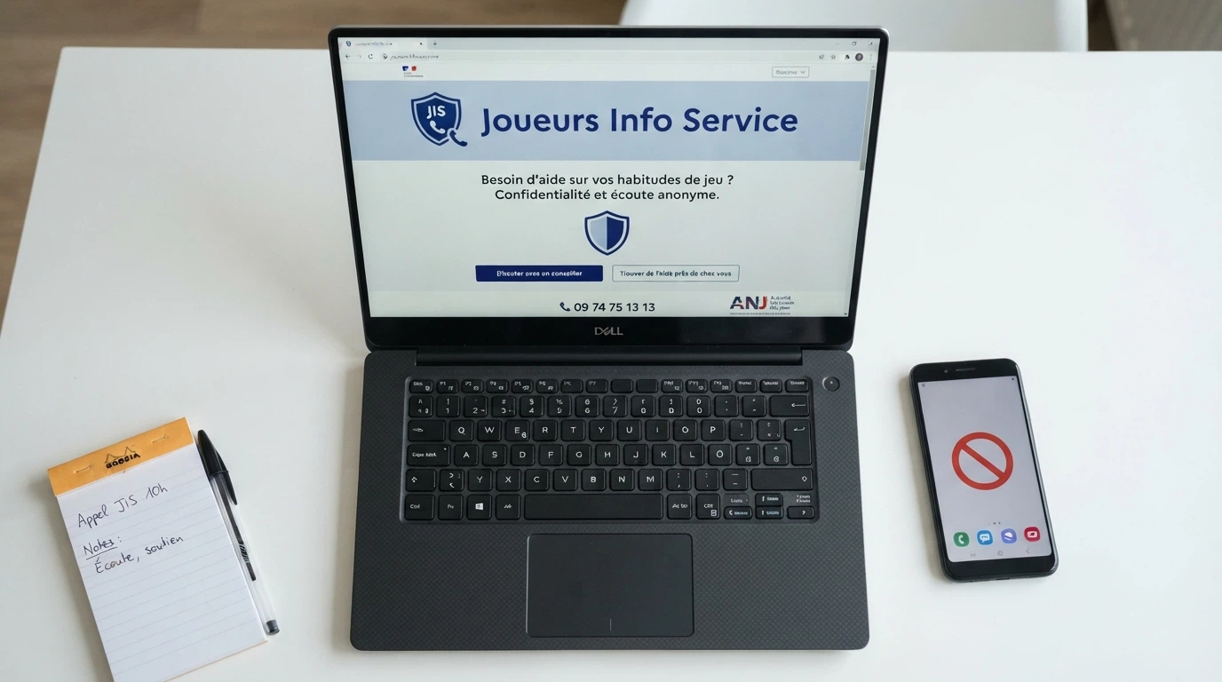 Interface du site de l'ANJ et logo Joueurs Info Service côte à côte