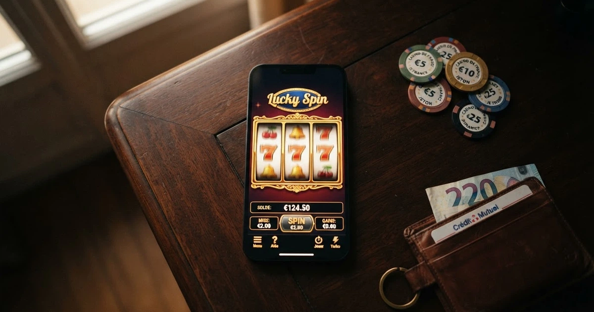 Interface d'un casino en ligne acceptant les paiements en cryptomonnaie, affichant une section de jeux et un portefeuille Bitcoin connecté