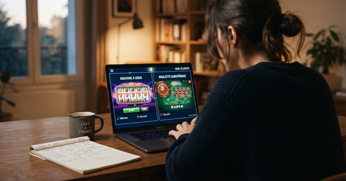 Interface de comparaison de casinos en ligne affichant licences et bonus sur un écran