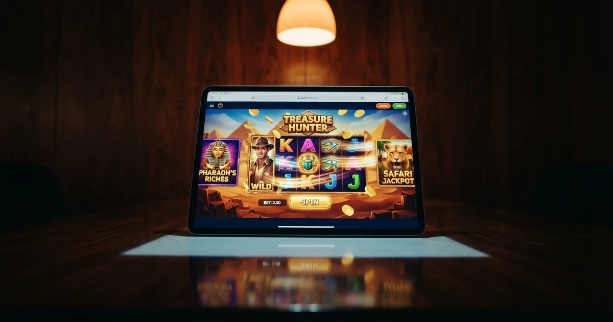 Machines à sous Novomatic sur un écran, Book of Ra Deluxe affiché en premier plan, ambiance casino tamisée