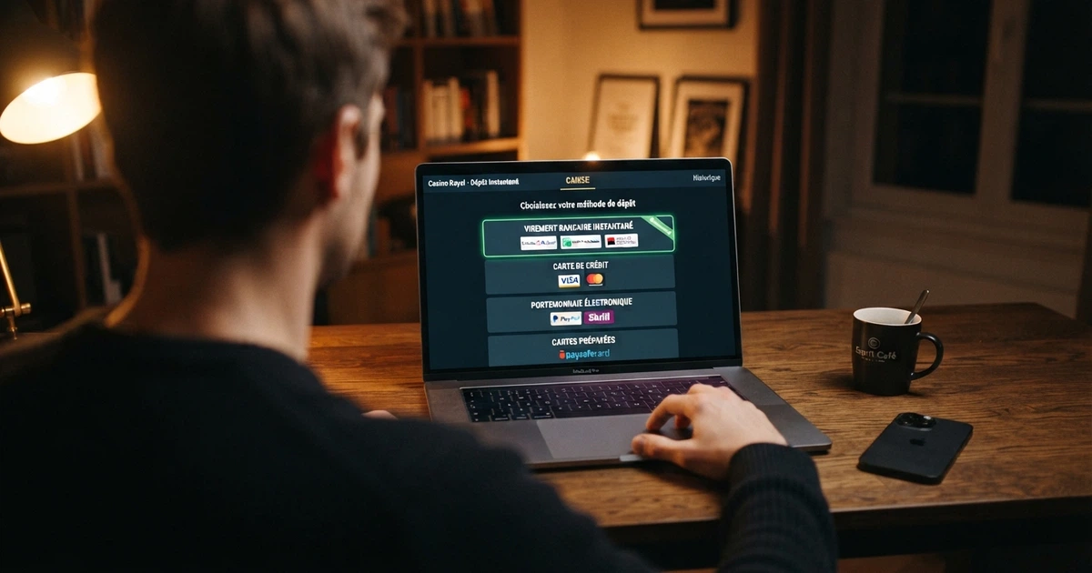 Interface d'un casino en ligne affichant l'option de paiement par Sofort à côté d'autres méthodes de dépôt