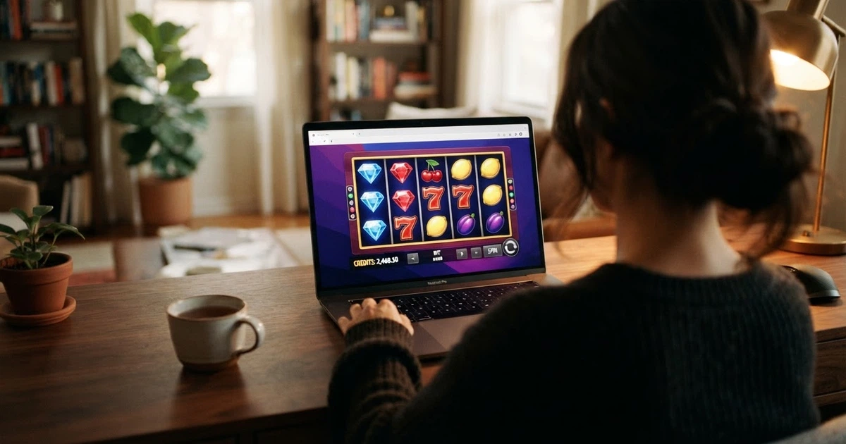 Une interface de jeu de casino en mode démo dans un navigateur, sans formulaire d'inscription ni fenêtre de téléchargement, crédits virtuels visibles à l'écran