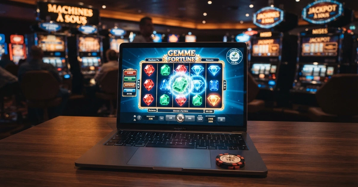 Interface d'un casino en ligne affichant son numéro de licence MGA, machines à sous en arrière-plan