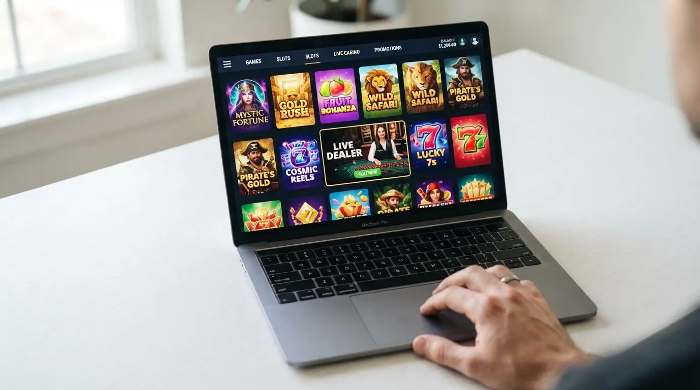 Écran partagé montrant plusieurs interfaces de casinos en ligne avec leurs licences et bonus affichés