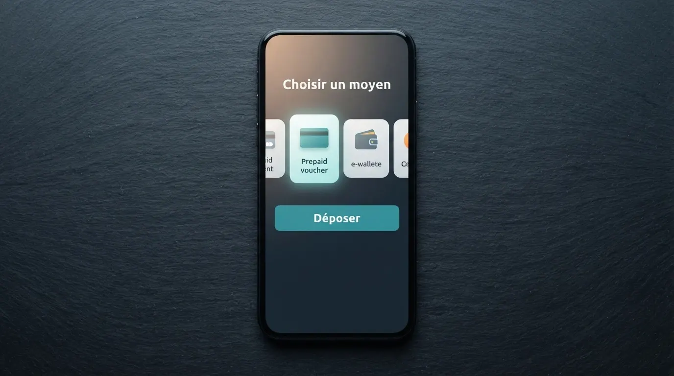 Une interface de caisse de casino en ligne affichant les méthodes de paiement disponibles, avec le logo Jeton mis en évidence parmi les options de dépôt