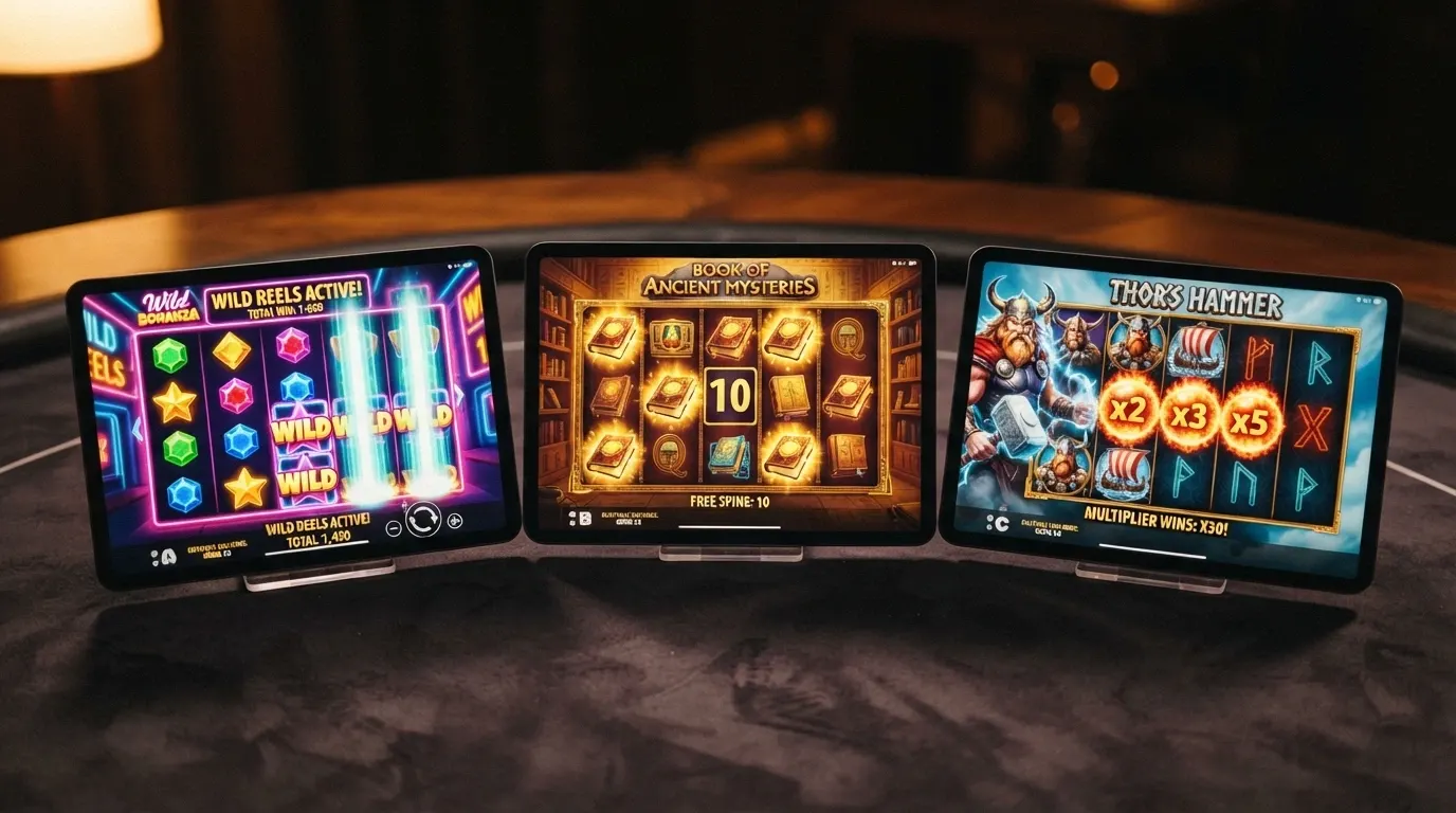 Logos ou interfaces de machines à sous emblématiques de fournisseurs majeurs comme NetEnt, Play'n GO et Pragmatic Play