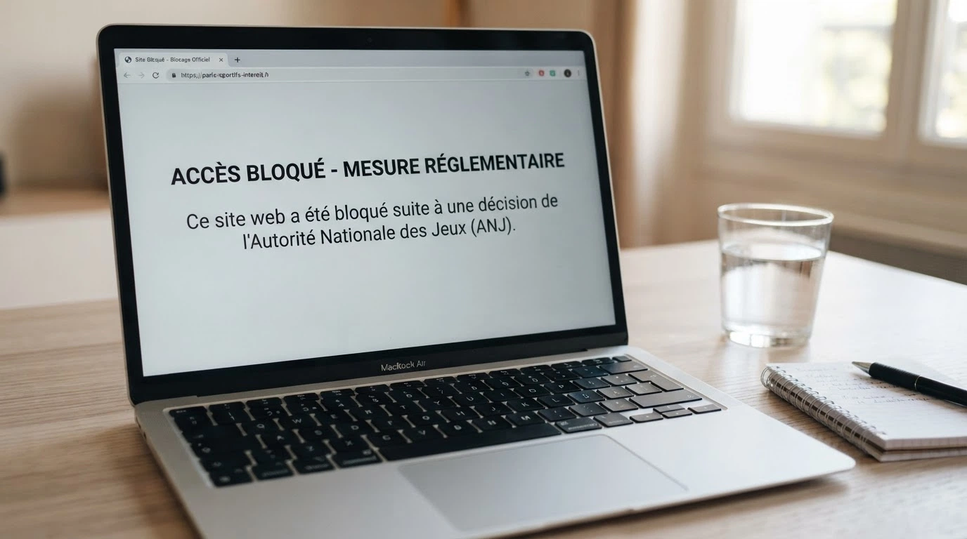Une capture d'écran du site de l'ANJ montrant la liste des opérateurs agréés et la liste noire des sites bloqués