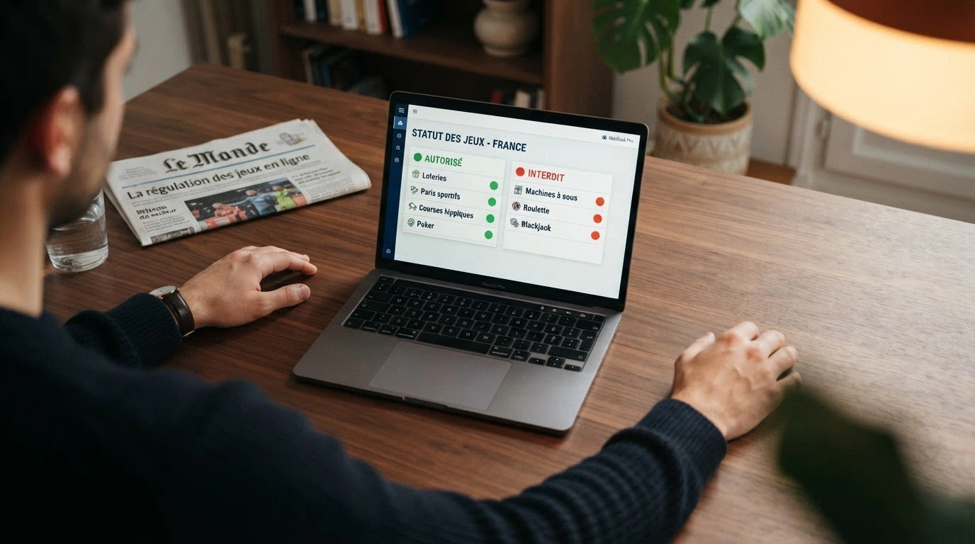 Page officielle de l'ANJ affichant la liste des catégories de jeux d'argent autorisés et interdits en ligne en France
