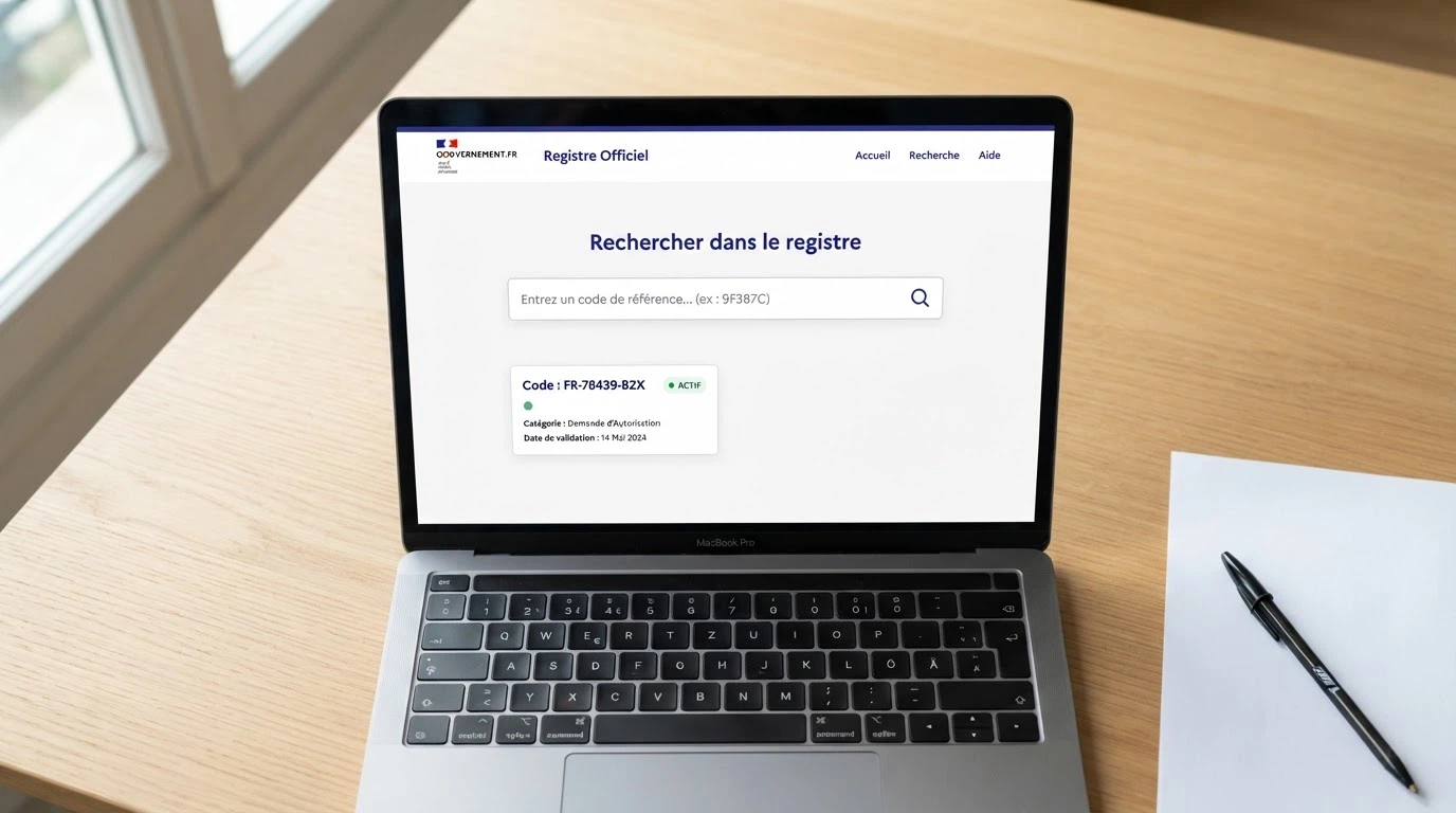 Capture d'écran du registre public des licences MGA montrant le champ de recherche et un résultat de licence active