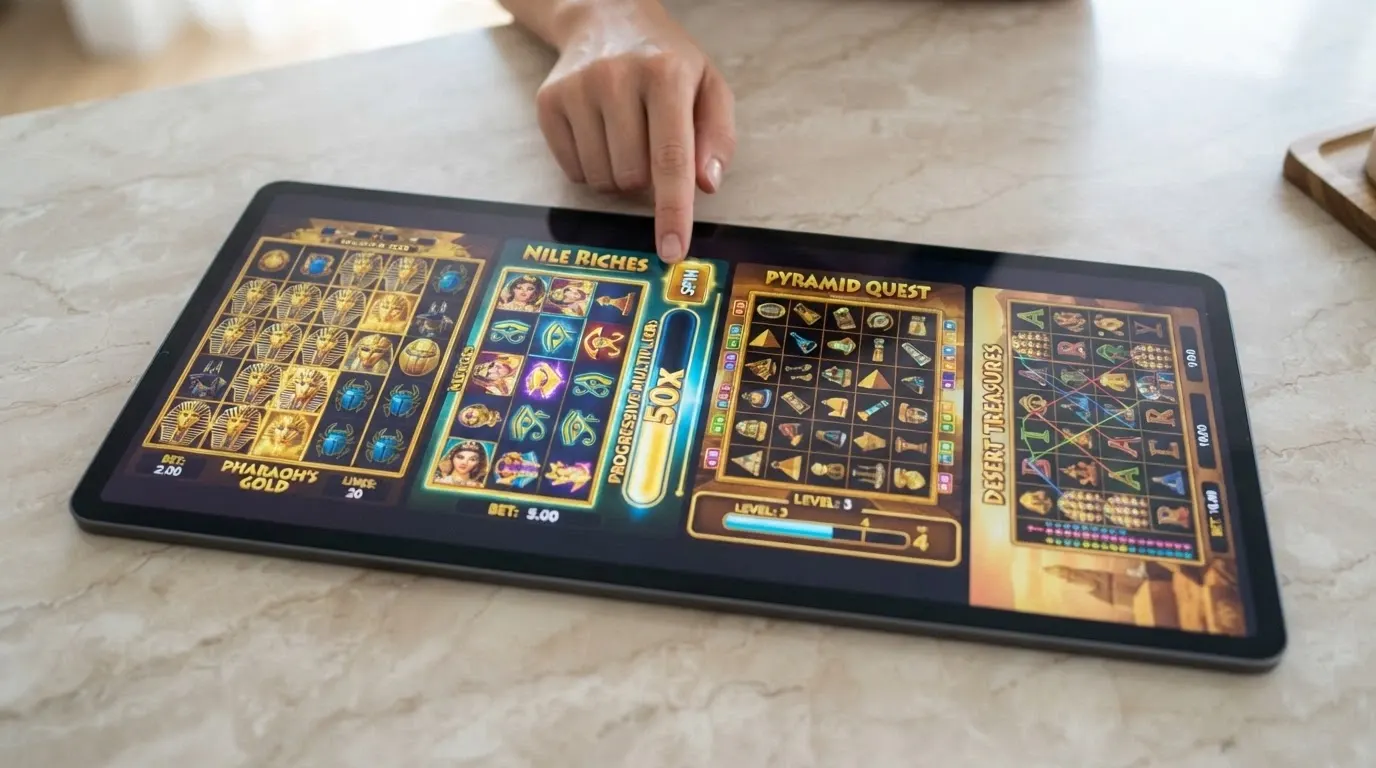 Les quatre interfaces des machines Cleopatra, Cleopatra II, Cleopatra Plus et Legend of Cleopatra côte à côte avec leurs rouleaux distincts